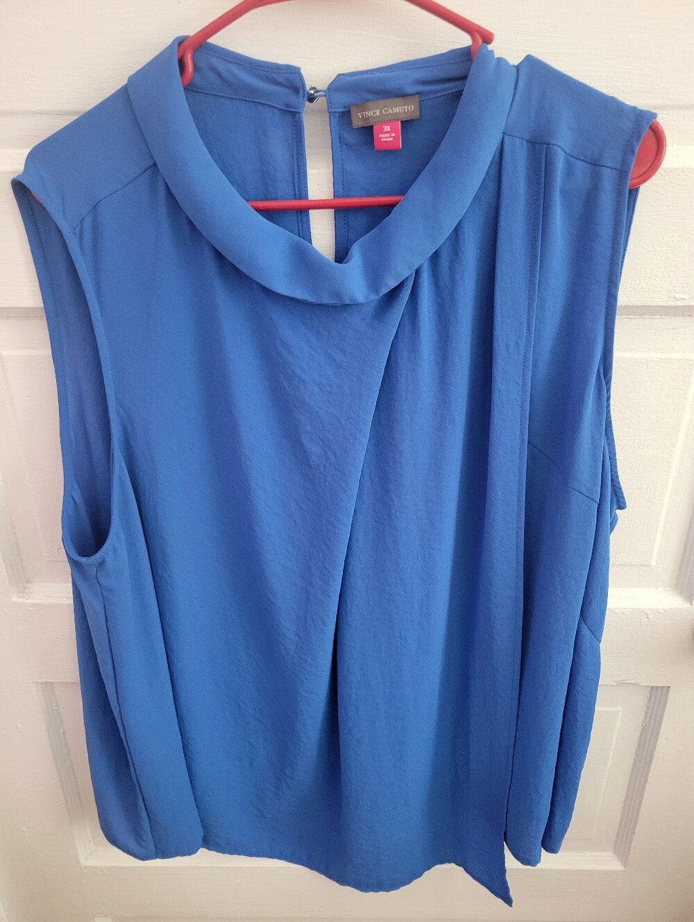 Vince Camuto Royal Blue Sleeveless Draped Front Blouse